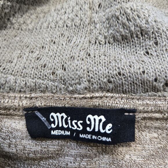 Miss Me Woman's Size M Knit Crochet Embroidered Hoodie Sweater Drawstring - Picture 9 of 9